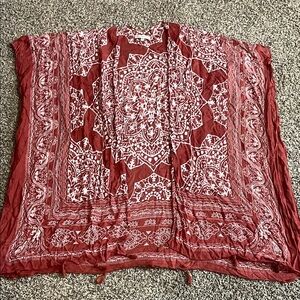Woven Heart Red Paisley Bohemian Cardigan